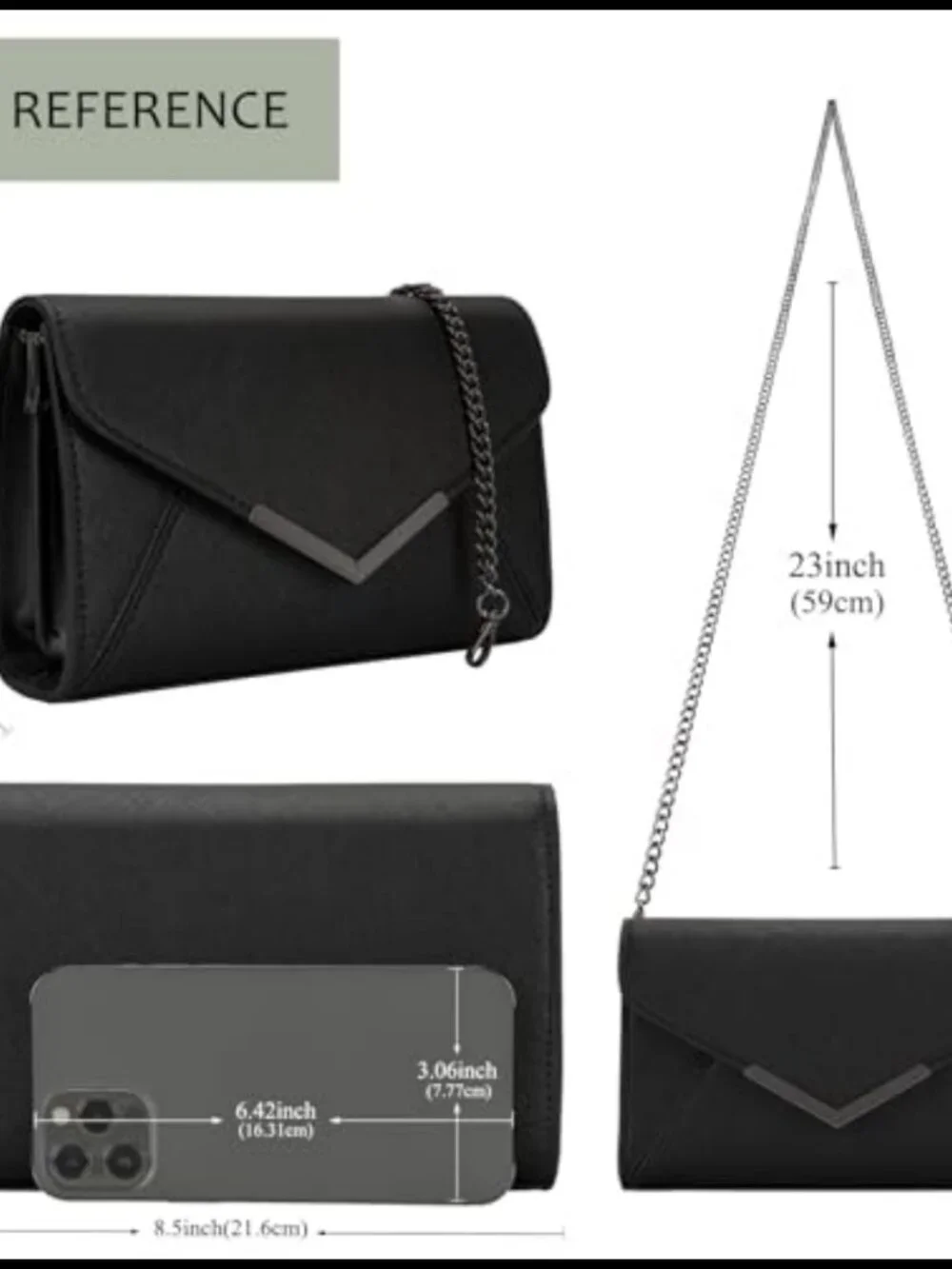 Faux Saffiano Leather Envelope Clutch Evening Handbag Foldover Crossbody